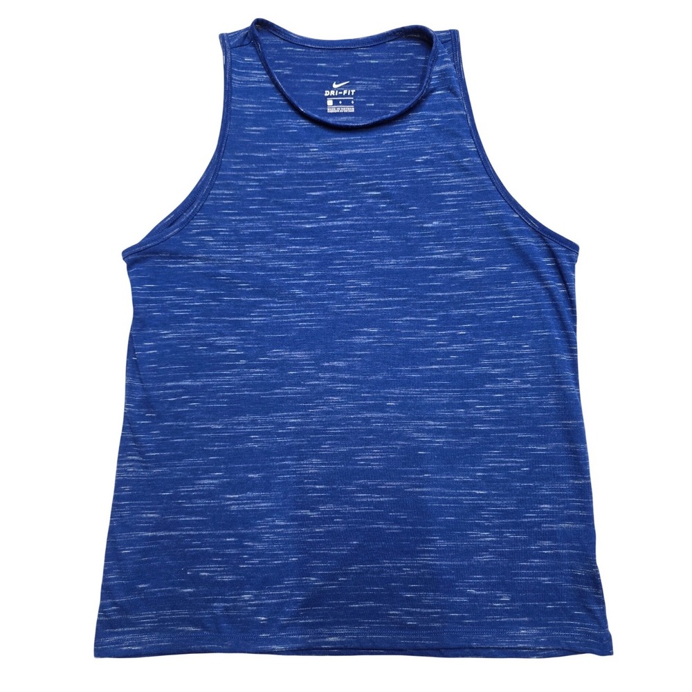 Nike Dri-FIT High Neck Training Tank Top Blue Space Dye Womens L